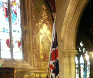 Union flag at Remembrance Service# Lest we forget# Armistice Parade# Cuffley and Northaw Scouts#