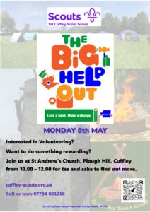 The Big Help Out, Volunteering Event, Cuffley, Hertfordshire, Cuffley Scout Group, opportunities, Monday 8th May, St Andrews Church
