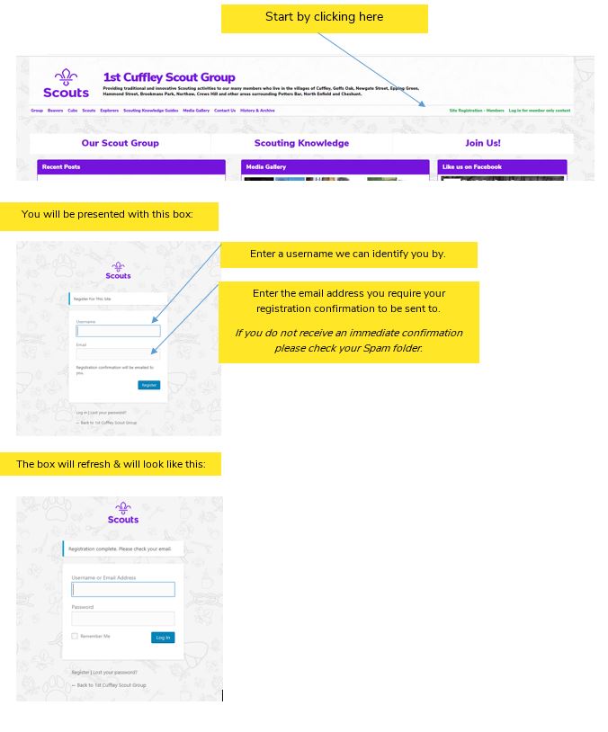 1st Cuffley website registration,Beavers,Cubs,Scouts,Explorers,Scout Executive Committee,Scout Active Support,